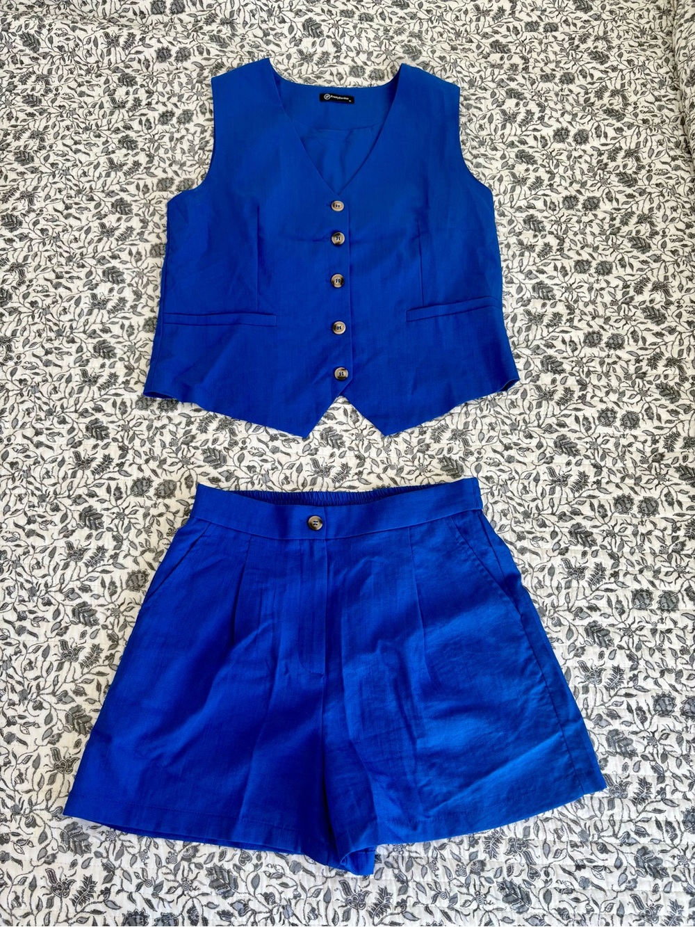 Women's Cobalt Blue Shorts with Matching Vest